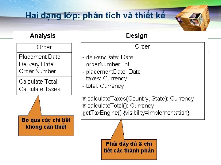 Hai dạng lớp: phân tích và thiết kế Bỏ qua các chi tiết không