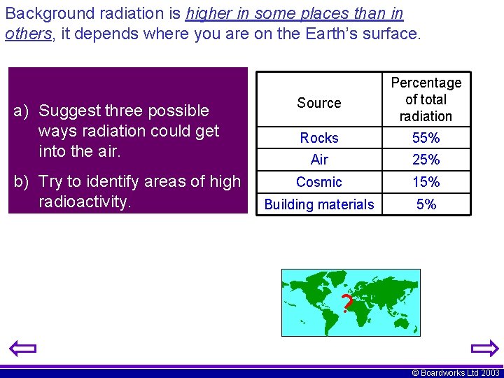 Background radiation is higher in some places than in others, it depends where you