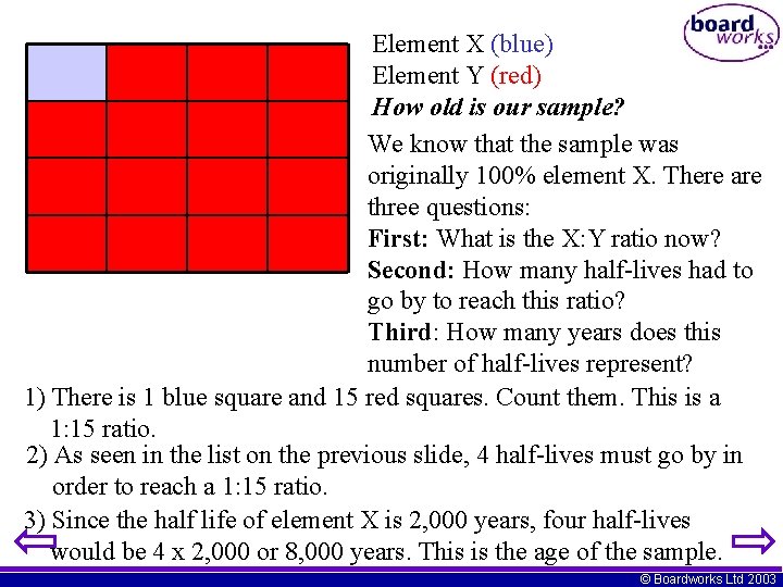 Element X (blue) Element Y (red) How old is our sample? We know that