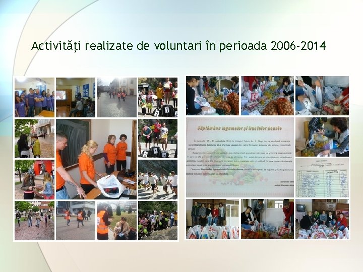 Activităţi realizate de voluntari în perioada 2006 -2014 
