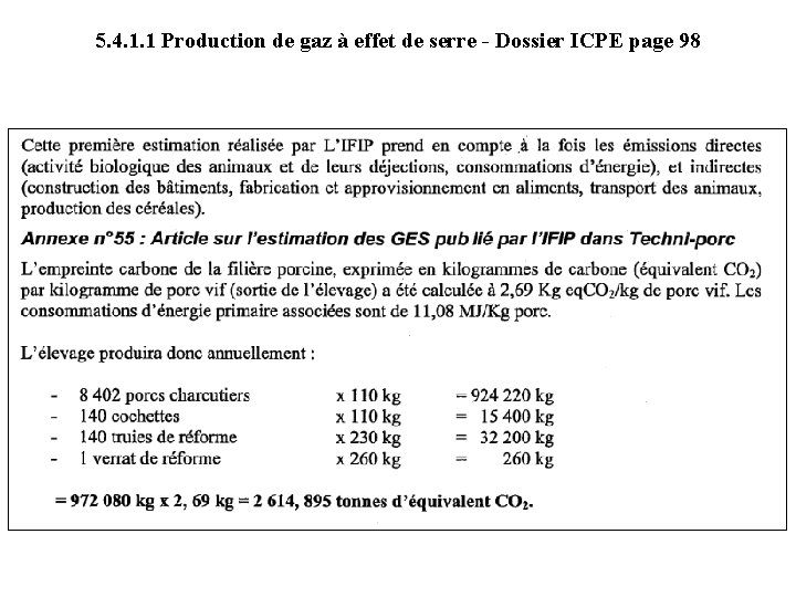 5. 4. 1. 1 Production de gaz à effet de serre - Dossier ICPE