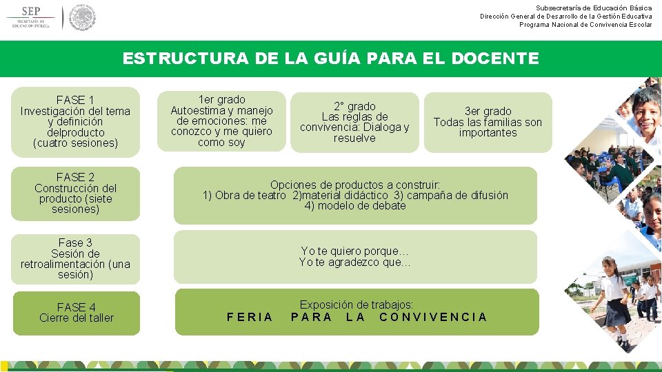 Subsecretaría de Educación Básica Dirección General de Desarrollo de la Gestión Educativa Programa Nacional