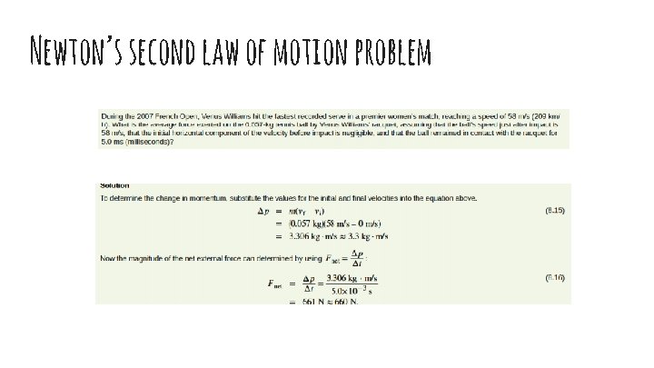 Newton’s second law of motion problem 
