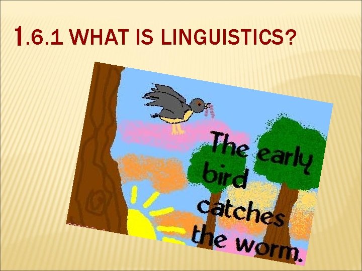 1. 6. 1 WHAT IS LINGUISTICS? 