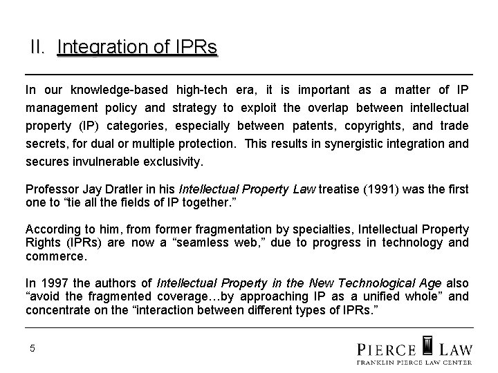 II. Integration of IPRs In our knowledge-based high-tech era, it is important as a