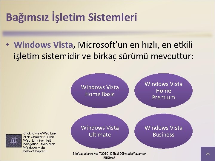 Bağımsız İşletim Sistemleri • Windows Vista, Microsoft’un en hızlı, en etkili işletim sistemidir ve
