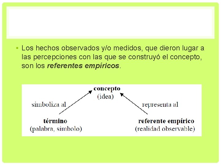  • Los hechos observados y/o medidos, que dieron lugar a las percepciones con