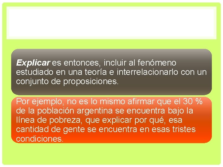 Explicar es entonces, incluir al fenómeno estudiado en una teoría e interrelacionarlo con un