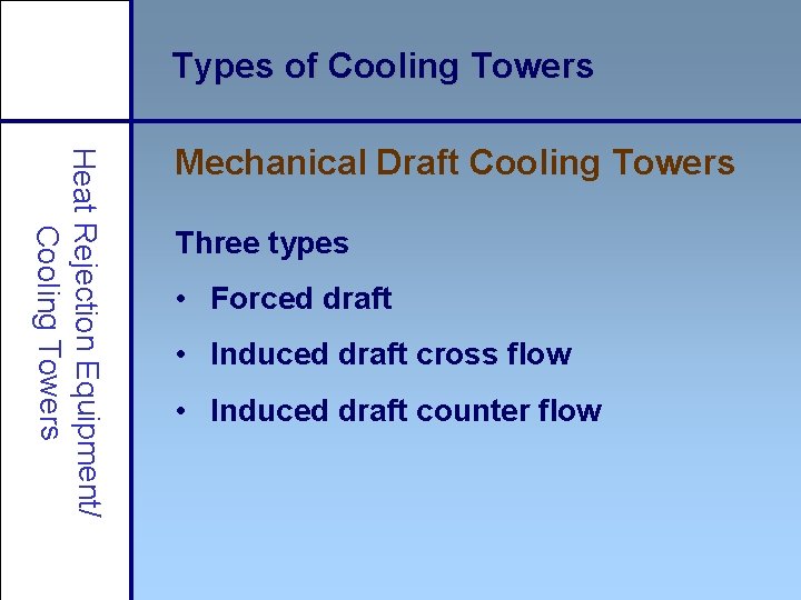 Types of Cooling Towers Heat Rejection Equipment/ Cooling Towers Mechanical Draft Cooling Towers Three