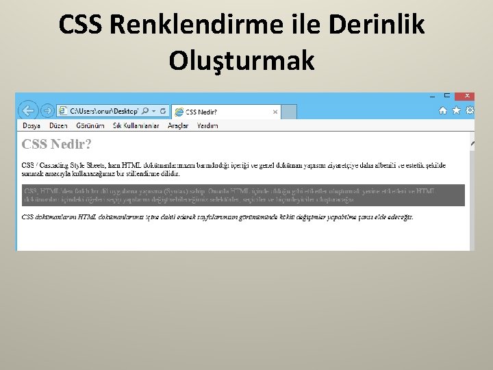 CSS Renklendirme ile Derinlik Oluşturmak 