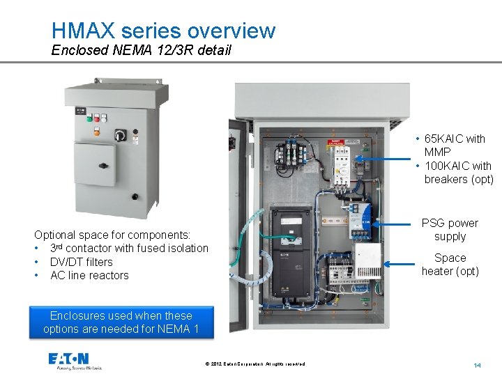 HMAX series overview Enclosed NEMA 12/3 R detail • 65 KAIC with MMP •