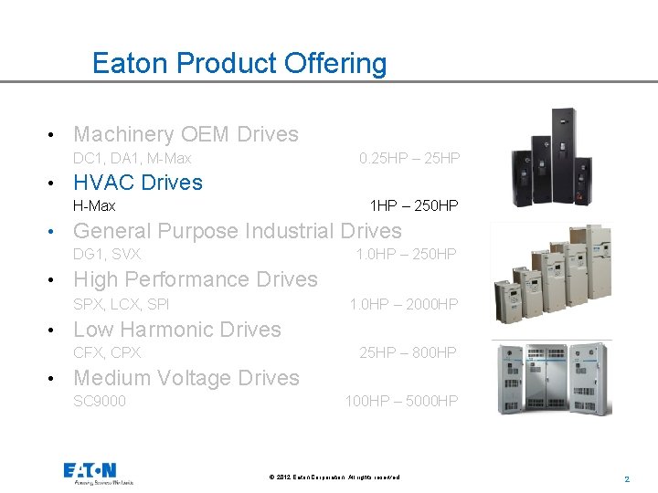 Eaton Product Offering • Machinery OEM Drives DC 1, DA 1, M-Max 0. 25