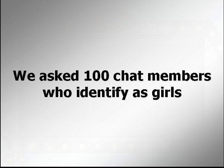 We asked 100 chat members who identify as girls 