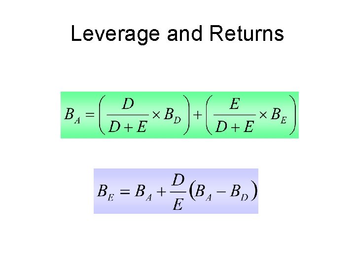 Leverage and Returns 