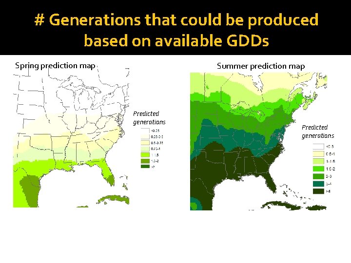 # Generations that could be produced based on available GDDs Spring prediction map Summer