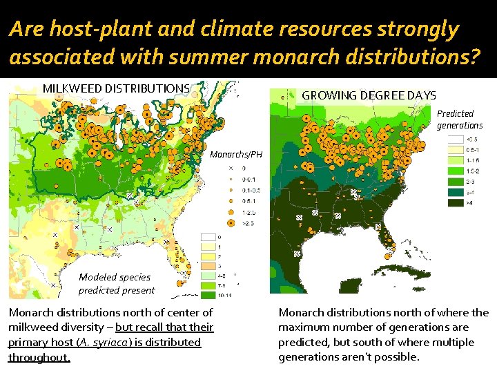 Are host-plant and climate resources strongly associated with summer monarch distributions? MILKWEED DISTRIBUTIONS GROWING