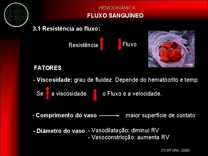 HEMODIN MICA FLUXO SANGUÍNEO 3. 1 Resistência ao fluxo: Resistência Fluxo FATORES - Viscosidade: