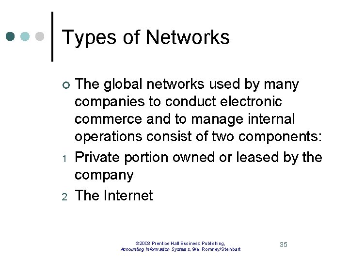 Types of Networks ¢ 1 2 The global networks used by many companies to