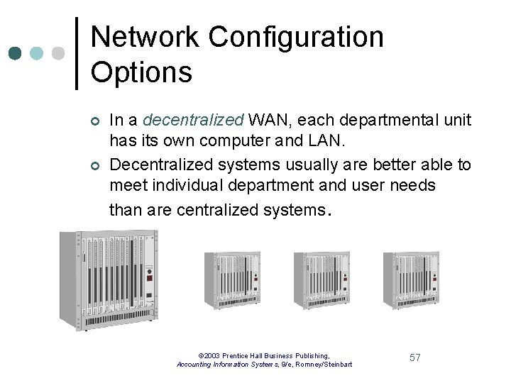 Network Configuration Options ¢ ¢ In a decentralized WAN, each departmental unit has its