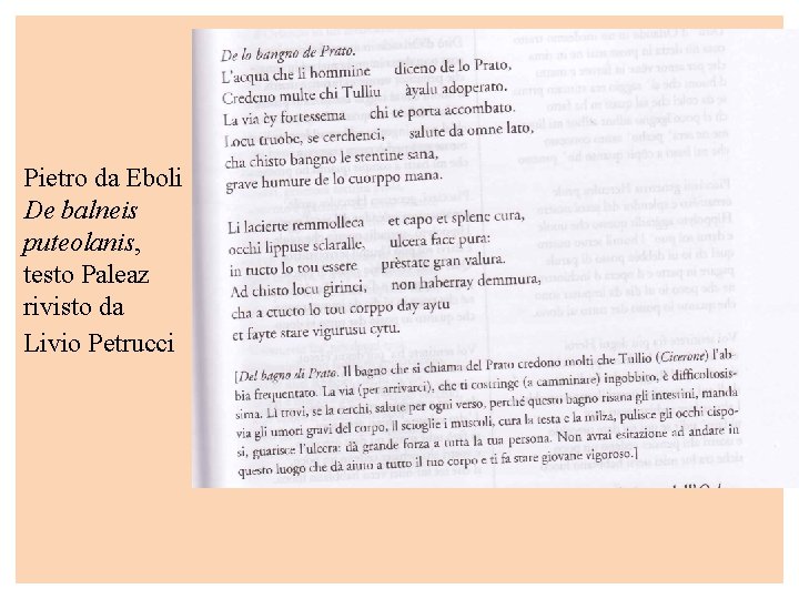 Pietro da Eboli De balneis puteolanis, testo Paleaz rivisto da Livio Petrucci 