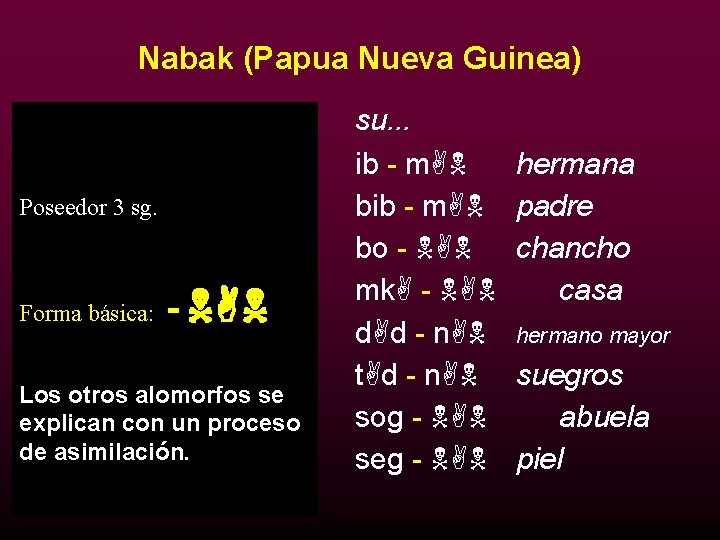 Nabak (Papua Nueva Guinea) mi… 1. ib - m Poseedor 2. 3 sg. bib