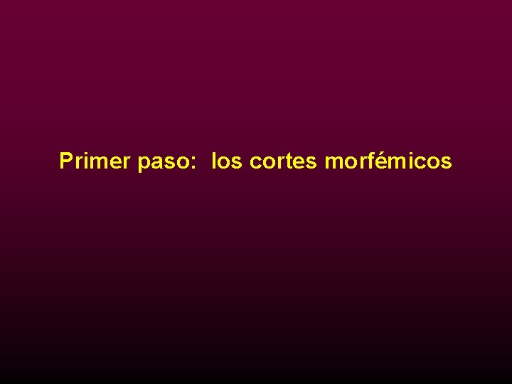 Primer paso: los cortes morfémicos 