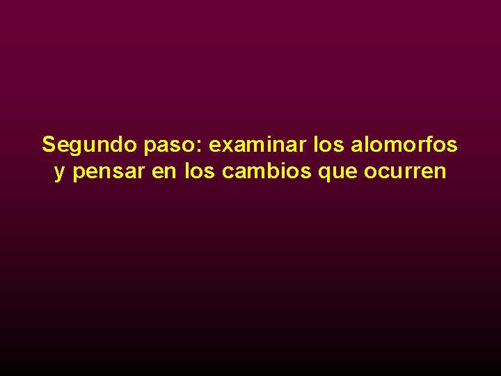 Segundo paso: examinar los alomorfos y pensar en los cambios que ocurren 