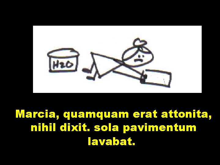 Marcia, quam erat attonita, nihil dixit. sola pavimentum lavabat. 
