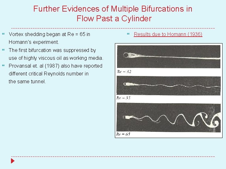 Further Evidences of Multiple Bifurcations in Flow Past a Cylinder Vortex shedding began at