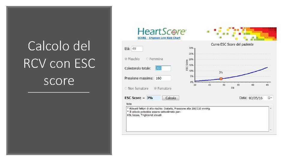 Calcolo del RCV con ESC score 