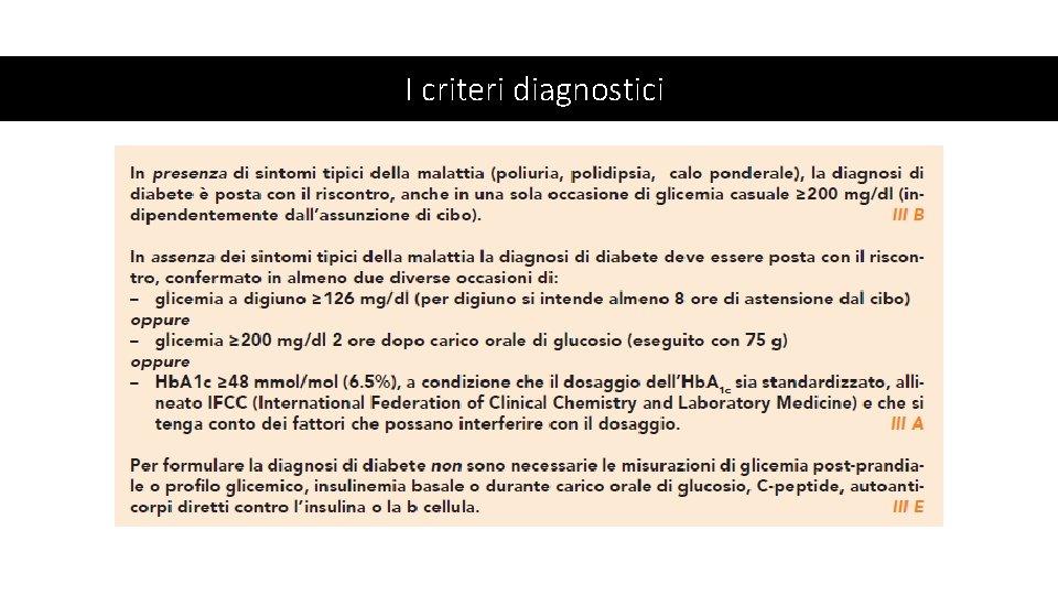 I criteri diagnostici 