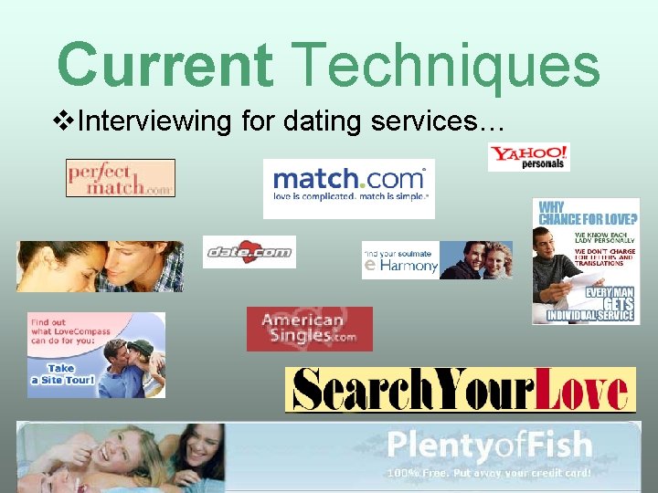 Current Techniques v. Interviewing for dating services… 