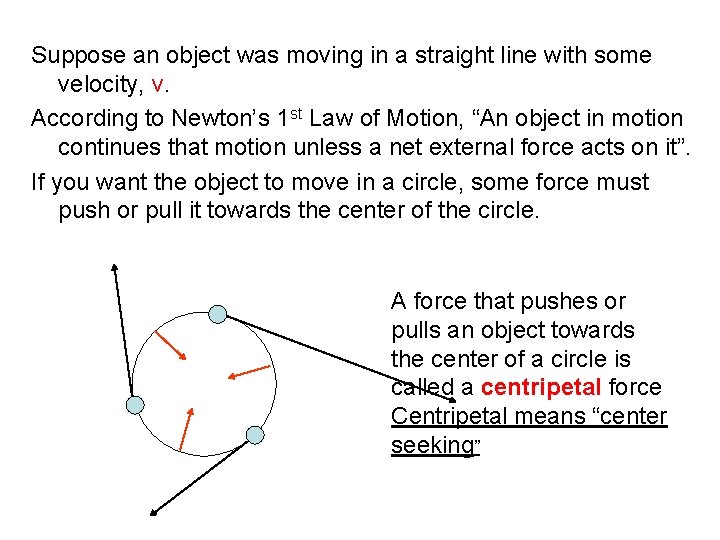 Suppose an object was moving in a straight line with some velocity, v. According