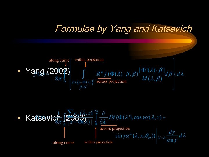 Formulae by Yang and Katsevich • Yang (2002) • Katsevich (2003) 