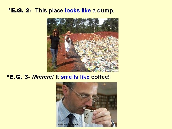 *E. G. 2 - This place looks like a dump. *E. G. 3 - *E. G. 2 - This place looks like a dump. *E. G. 3 -