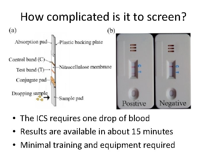 How complicated is it to screen? • The ICS requires one drop of blood