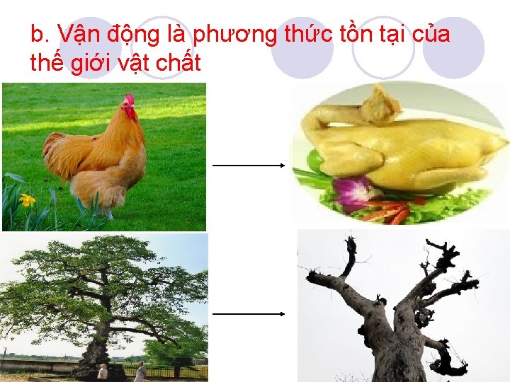 b. Vận động là phương thức tồn tại của thế giới vật chất 