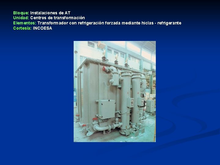 Bloque: Instalaciones de AT Unidad: Centros de transformación Elementos: Transformador con refrigeración forzada mediante