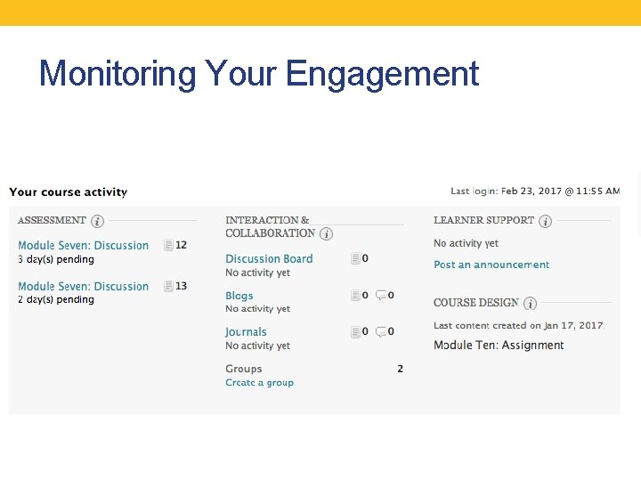 Monitoring Your Engagement 