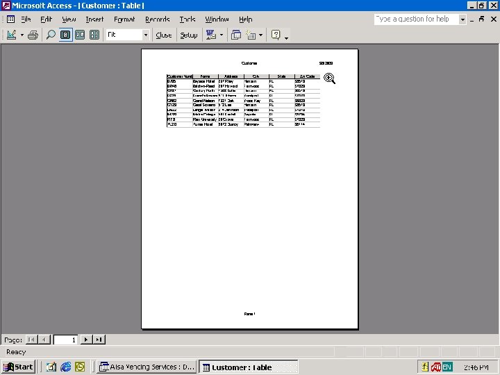 Previewing and Printing the Contents of a Table Previewing and Printing the Contents of a Table