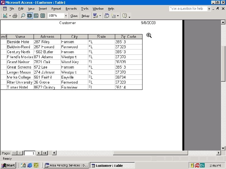 Previewing and Printing the Contents of a Table Previewing and Printing the Contents of a Table