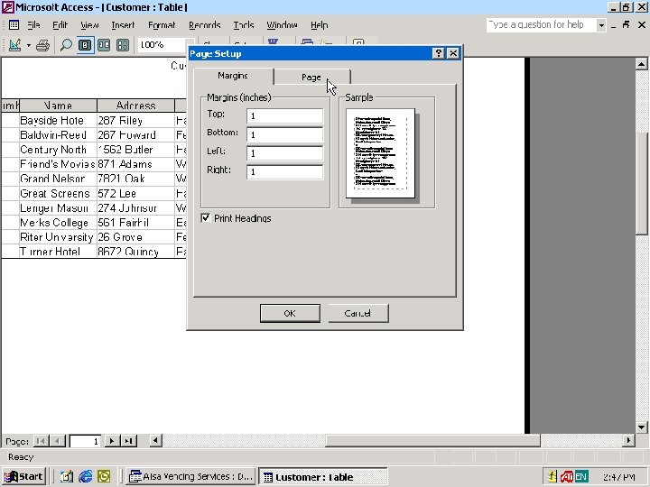 Previewing and Printing the Contents of a Table Previewing and Printing the Contents of a Table