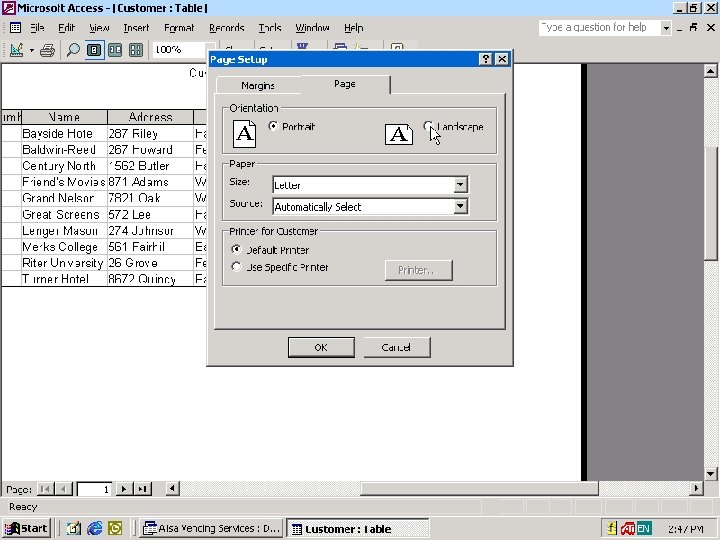 Previewing and Printing the Contents of a Table Previewing and Printing the Contents of a Table