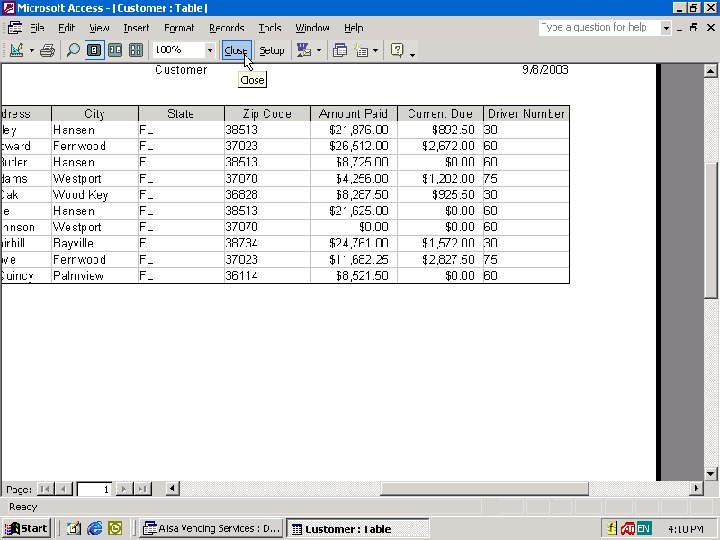 Previewing and Printing the Contents of a Table Previewing and Printing the Contents of a Table
