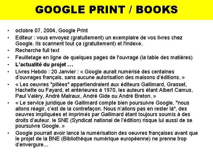 GOOGLE PRINT / BOOKS • • • octobre 07, 2004, Google Print Editeur :