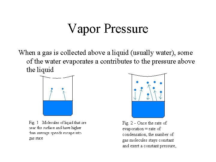 Vapor Pressure When a gas is collected above a liquid (usually water), some of