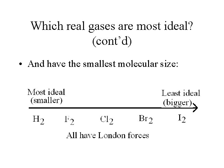 Which real gases are most ideal? (cont’d) • And have the smallest molecular size: