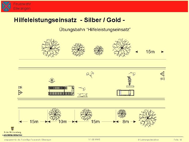 Feuerwehr Ellwangen Hilfeleistungseinsatz - Silber / Gold - LANDESFEUERWEHHRSCULE angepasst für die Freiwillige Feuerwehr