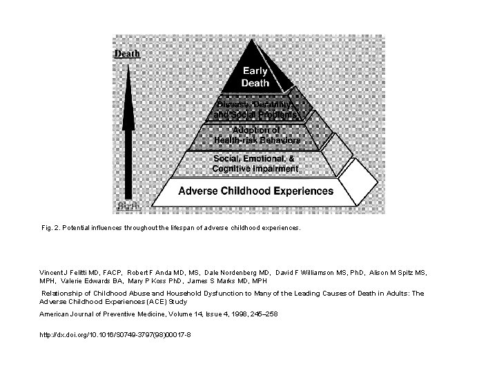 Fig. 2. Potential influences throughout the lifespan of adverse childhood experiences. Vincent J Felitti