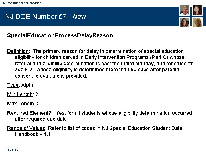 NJ Department of Education NJ DOE Number 57 - New Special. Education. Process. Delay.